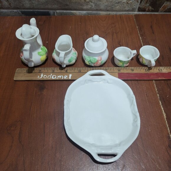 Vintage Miniature Porcelain Fruit Tea Set - Picture 10 of 14